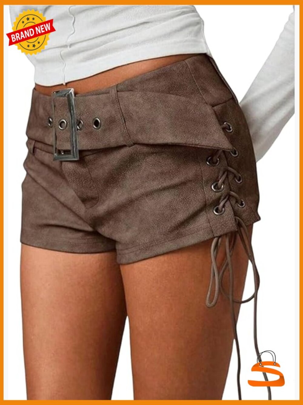 Lace Up Side Faux Leather Micro Shorts Low Rise Y2K Rave Club Hot Pants